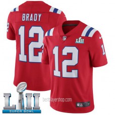Youth New England Patriots #12 Tom Brady Authentic Red Super Bowl Vapor Alternate Jersey Bestplayer